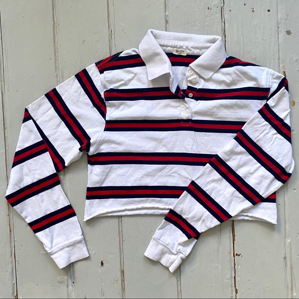brandy melville striped cropped rugby shirt
